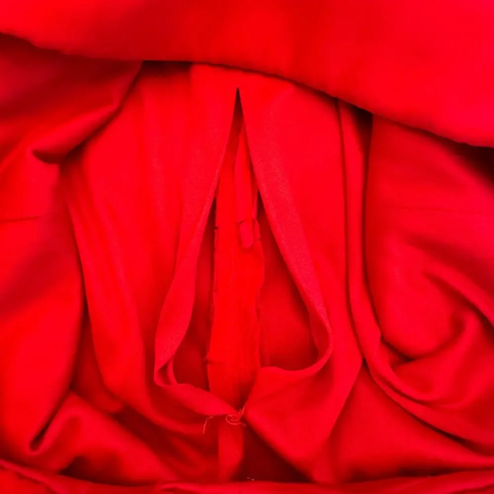 Maria Bianca Nero Red Cowl Neck Tiered Sheath Dress Small NWOT